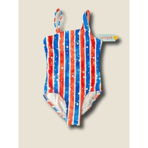 Cat & Jack Swim Xl 416girls Cat Jack Sleeveless Striped One Piece